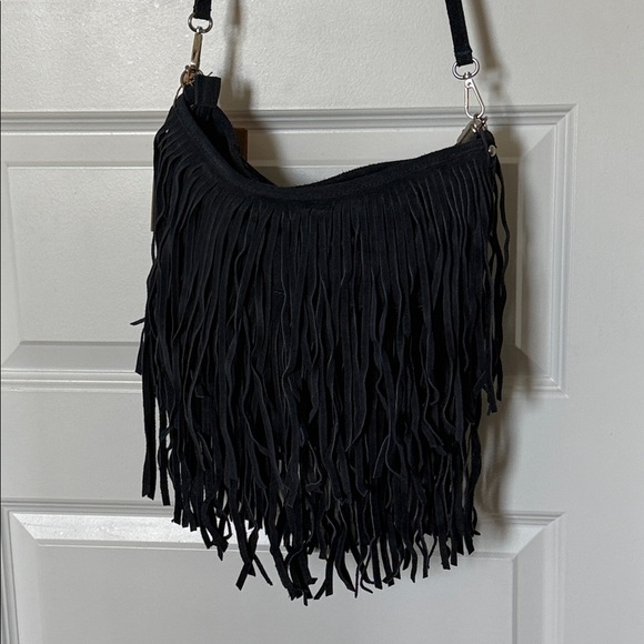 New Bayside84 Premium Italian Suede Fringe Crossbody Bag - Picture 9 of 9